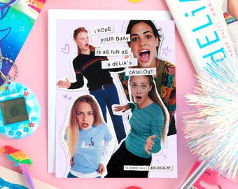 Tarjeta de cumpleaños con nostalgia del catálogo de los 90