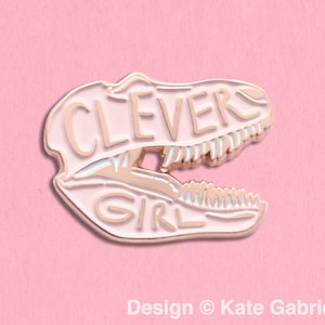 Clever Girl Jurassic Park enamel lapel pin / Buy 3 Pins Get 1 Free with code PINSGALORE / Rose Gold image 1