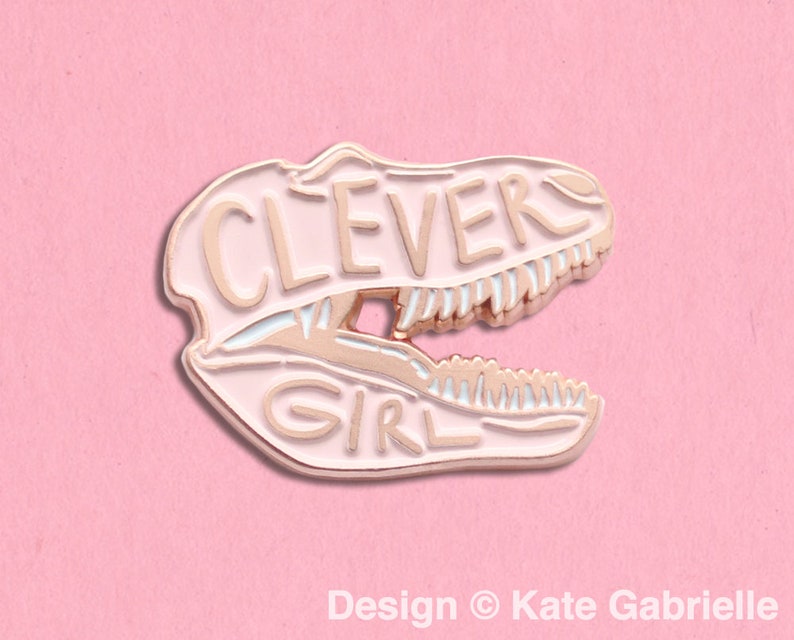 Clever Girl Jurassic Park enamel lapel pin / Buy 3 Pins Get 1 Free with code PINSGALORE / Rose Gold image 1