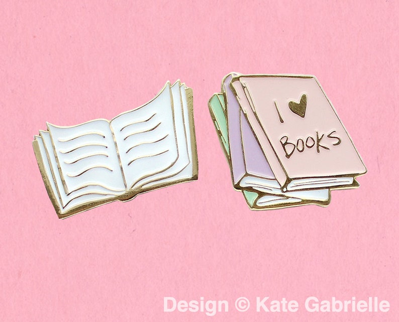 I love books collar clips / enamel lapel pin set / Buy 3 Pins Get 1 Free with code PINSGALORE 