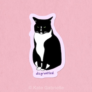 Disgruntled black and white tuxedo cat sticker image 1