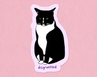 Disgruntled black and white tuxedo cat sticker