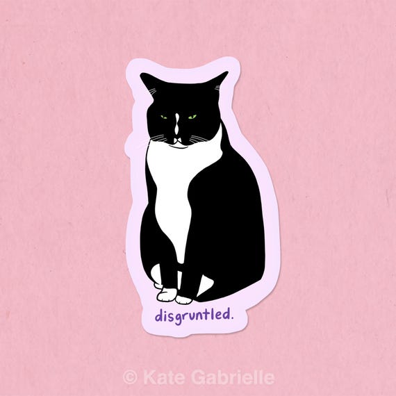 Disgruntled black and white tuxedo cat sticker