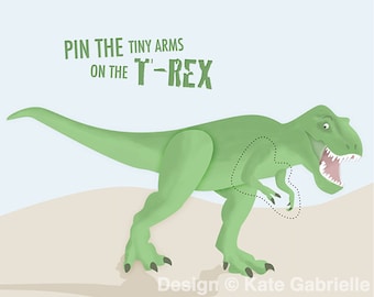 Pin the tiny arms on the t-rex printable game