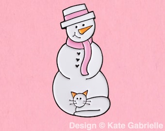 Snowman cat lady enamel lapel pin for cat lovers / Buy 3 Pins Get 1 Free with code PINSGALORE