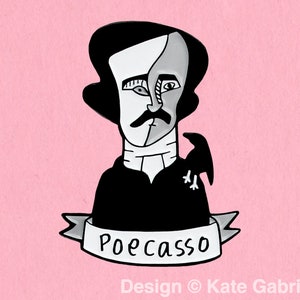 Poecasso pun enamel lapel pin - Picasso Edgar Allan Poe pun