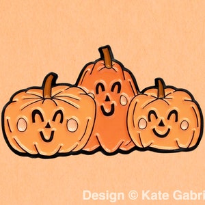 Happy pumpkins autumn fall Halloween enamel lapel pin / Buy 3 Pins Get 1 Free with code PINSGALORE