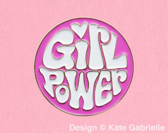 Girl Power feminist enamel lapel pin / Buy 3 Pins Get 1 Free with code PINSGALORE