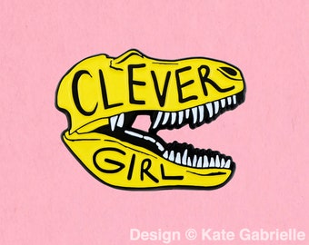 Clever Girl Jurassic Park enamel lapel pin / Buy 3 Pins Get 1 Free with code PINSGALORE / Yellow