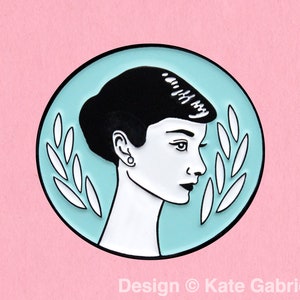 Audrey Hepburn enamel lapel pin / Buy 3 Pins Get 1 Free with code PINSGALORE / blue