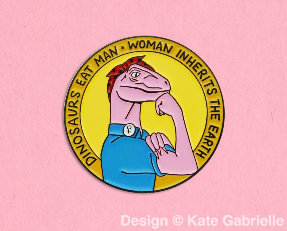 Jurassic Park dinosaurs eat man woman inherits earth enamel lapel pin…