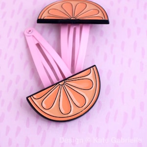 Orange slice barrette hair clip set