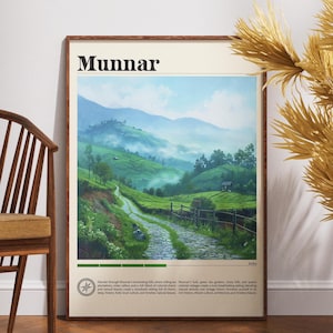 Munnar Travel Print - India, Munnar Poster, India Poster, Travel Wall Art, India Print, Kerala, Kerala poster, Munnar India, Kochi, Cochin