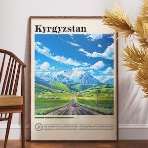 Print Kirgizië - kunst aan de muur Kirgizië - reisposter Kirgizië - reiskunst aan de muur - Europa poster - kunst aan de muur Centraal-Azië - kunst Kirgizië