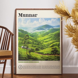 Munnar Travel Print - India, Munnar Poster, India Poster, Travel Wall Art, India Print, Kerala, Kerala poster, Munnar India, Kochi, Cochin