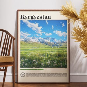 Print Kirgizië - kunst aan de muur Kirgizië - reisposter Kirgizië - reiskunst aan de muur - Europa poster - kunst aan de muur Centraal-Azië - kunst Kirgizië