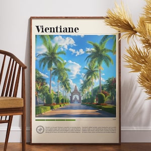 Vientiane Travel Print - Laos, Vientiane Poster, Laos Poster, Travel Wall Art, Laos Print, Travel poster, Vientiane Wall Art, SE Asia Art