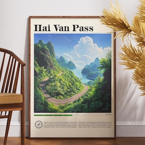 Impresión de viaje del Paso de Hai Van - Vietnam, póster del Paso de Hai Van, póster de Vietnam, arte mural de viaje, impresión de Vietnam, arte mural del Paso de Hai Van, decoración de pared