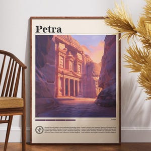 Petra Travel Print - Jordan, Petra Poster, Jordan Poster, Travel Wall Art, Jordan Print, poster, Jordan, Petra, Asia, Wonder Of The World