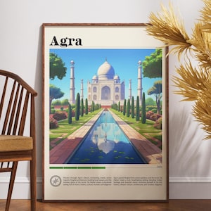 Agra Travel Print - India, Agra Poster, India Poster, Travel Wall Art, India Print, Taj Mahal, Taj Mahal poster, Taj Mahal, Agra, Agra Fort