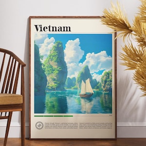 Vietnam Reise - Asien, Reise Poster, Vietnam Poster, Reise Wandkunst, Vietnam Druck, Vietnam, Hanoi, Hoi An Poster, Vietnam Wandkunst