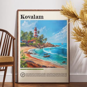 Kovalam Travel Print - India, Kovalam Poster, India Poster, Travel Wall Art, India Print, Kovalam Wall Art, India Wall decor, Kerala Poster
