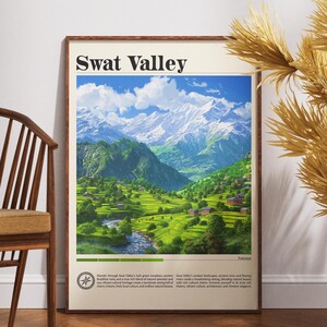 Swat Valley Travel Poster - Pakistan Print - Swat Valley Poster - Pakistan Wall Art - Pakistan Mountains - Pakistan Travel Art - Motorbike