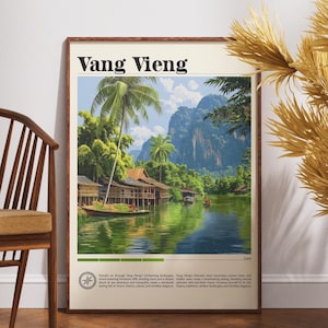 Vang Vieng Travel Print - Laos, Vang Vieng Poster, Laos Poster, Travel Wall Art, Laos Print, Travel poster, Vang Vieng Wall Art, SE Asia