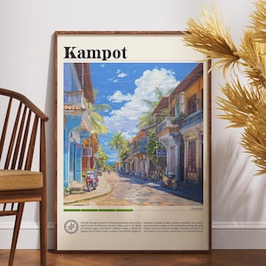 Kampot Travel Print - Cambodia, Kampot Poster, Cambodia Poster, Travel Wall Art, Cambodia Print, Kampot Wall Art, Cambodia, SE Asia Poster
