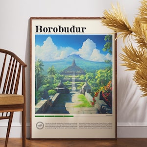 Borobudur Travel Print - Indonesia, Borobudur Travel Poster, Indonesia Poster, Travel Wall Art, Indonesia Print, SE Asia, java print Poster