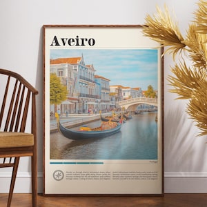 Aveiro Travel Print - Portugal, Aveiro Poster, Portugal Poster, Travel Wall Art, Portugal Print, poster, Portugal, Europe, Aveiro Gift