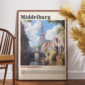 Arte de parede com impressão de viagem de Middelburg, impressão da cidade de Middelburg, presente de viagem de Middelburg, pôster de Middelburg, pôster da Holanda, viagem da Holanda