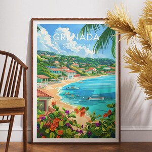 Grenada Travel Print - Caribbean, Grenada Poster, Caribbean Poster, Travel Wall Art, Grenada Print, Grenada Wall Art, Caribbean, Travel