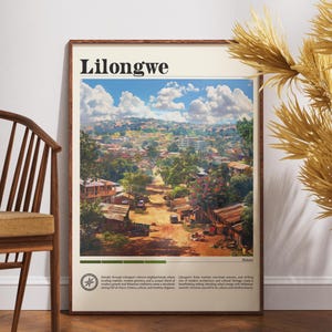 Lilongwe Malawi Reiseposter: Afrikanische Wildtiere Kunstdruck