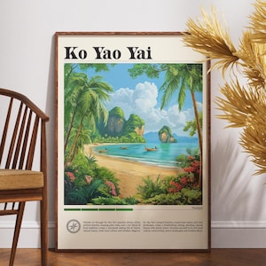 Koh Yao Yai Travel Print - Thailand, Koh Yao Yai Travel Poster, Thailand Poster, Travel Wall Art, Thailand Print, Asia, Phang Nga, Thai Art