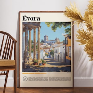 Evora Portugal Travel Poster: Europe Wall Art Print