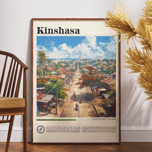 Kinshasa Travel Print, Democratic Republic of Congo Wall Art, Kinshasa Poster, DRC Travel Wall Art, Africa Poster, Africa City Art, Congo
