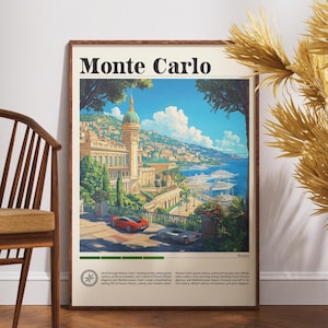 Monte Carlo Travel Print - Monaco, Monte Carlo Poster, Travel Wall Art, Monaco Print, Monte Carlo Travel Poster, French Riviera, Europe