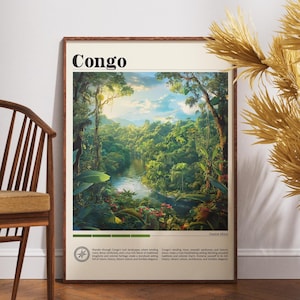 Congo Travel Print - Africa, Congo Poster, Africa Poster, Travel Art, Africa Print, Congo Wall Art, Africa Wall Art, Republic of the Congo