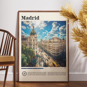 Impresión de viaje a Madrid - España, póster de Madrid, póster de España, arte mural de viaje, impresión de España, póster, España, Europa, arte mural de Madrid, español