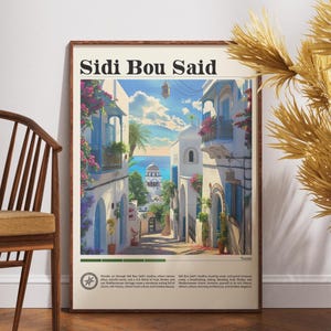 Sidi Bou Said Travel Print - Tunisia, Sidi Bou Said Poster, Africa Poster, Travel Wall Art, Africa Print, Tunisia Wall Art, Tunisia Print