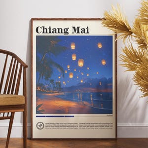 Chiang Mai Travel Print - Thailand, Yi Peng Travel Poster, Thailand Poster, Travel Wall Art, Thailand Print, SE Asia, Yi Peng Lantern Fest
