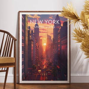 New York Travel Print - United States, New York Poster, America Poster, Travel Wall Art, New York Print, Empire State Building Poster