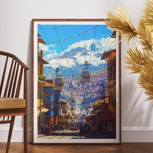 La Paz Travel Print - Bolivia, La Paz Poster, Bolivia Poster, Travel Wall Art, Bolivia Print, La Paz, South America, Bolivian, La Paz Print