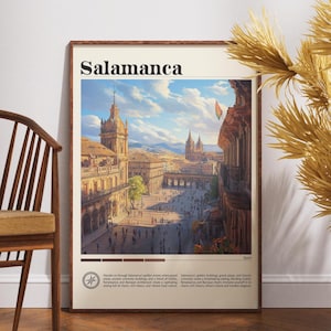 Salamanca Stadt Spanien Reisedruck, Spanien-Reiseplakat, Reise-Wandkunst, Stadt Karte Druck, Reiseplakat, Reisekunstgeschenk, Reise-Wohnkultur