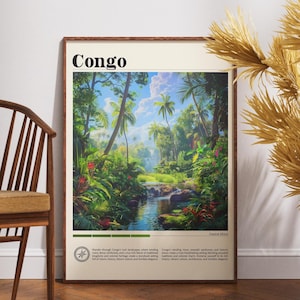 Congo Travel Print - Africa, Congo Poster, Africa Poster, Travel Art, Africa Print, Congo Wall Art, Africa Wall Art, Republic of the Congo