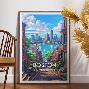 Boston Travel Print - United States, Boston Poster, America Poster, Travel Wall Art, America Print, America, Boston, USA, Massachusetts