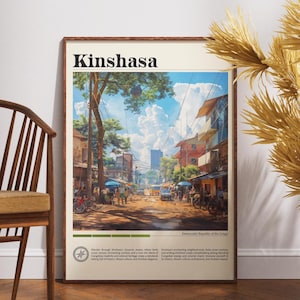 Kinshasa Travel Print, Democratic Republic of Congo Wall Art, Kinshasa Poster, DRC Travel Wall Art, Africa Poster, Africa City Art, Congo