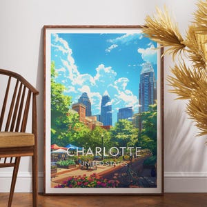 Charlotte North Carolina Travel Poster: USA Wall Art