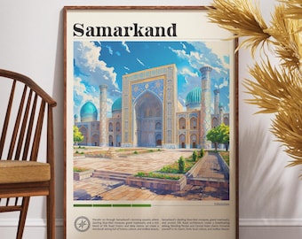サマルカンド ウズベキスタン 旅行ポスター: 中央アジアの壁アート